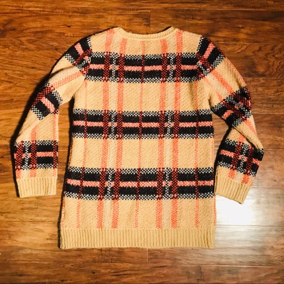 Cremieux Tartan Plaid Sweater Camel Sz Medium - Picture 5 of 5